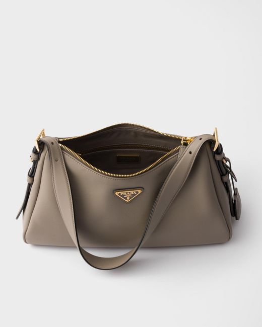 Prada Gray Aimée Zipped Medium Shoulder Bag