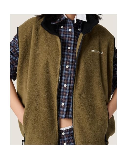 Miu Miu Green Fleece Zipper Vest