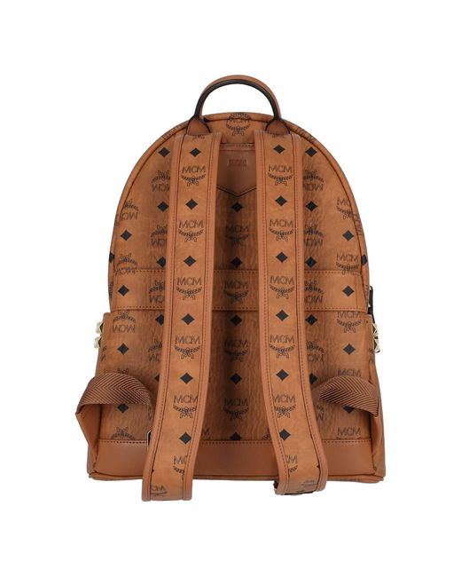 MCM Brown All-Over Logo-Printed Zipped Backpack