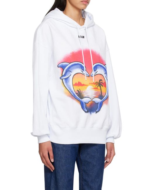 MSGM White Logo Hooded Sweater