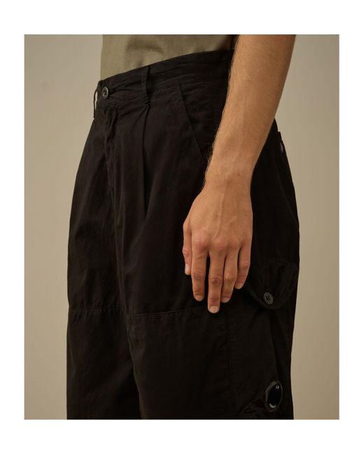 C P Company Black Microreps Boxy Cargo Pants for men