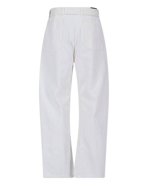 Lemaire White Twisted Belted Pants for men