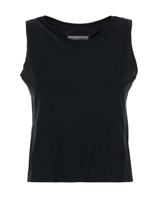 MM6 by Maison Margiela Black Crewneck Tank Top