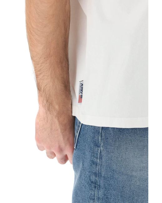 Autry White Graphic Printed Crewneck T-Shirt for men