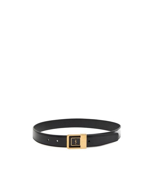 Saint Laurent White Logo-Engraved Leather Belt