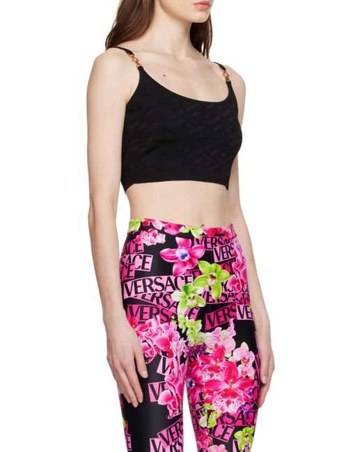 Versace Black Medusa Plaque Cropped Knitted Top