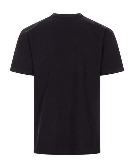 McQueen Black Flocked Mcqueen Logo T-Shirt for men