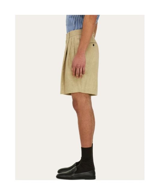 Ferragamo Natural Linen Bermuda Short for men