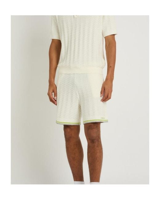 Casablanca Natural Tennis Striped Bouclé Shorts for men
