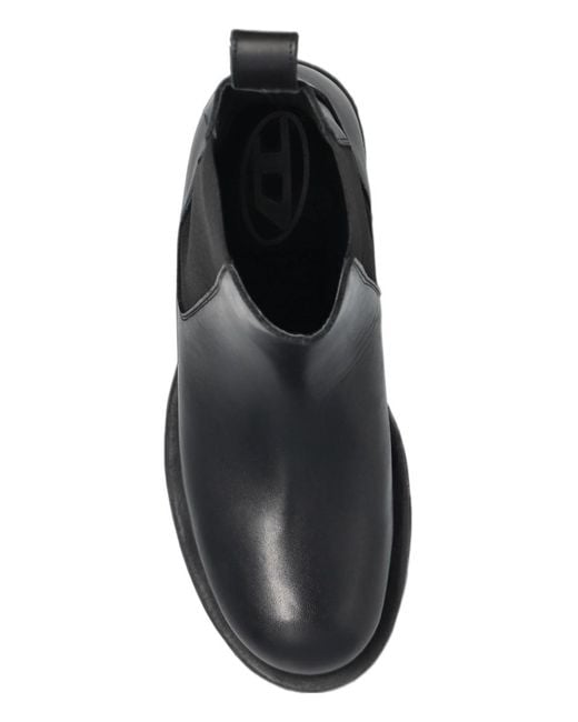 DIESEL Black On The D-Hammer Platform Chelsea Boots for men