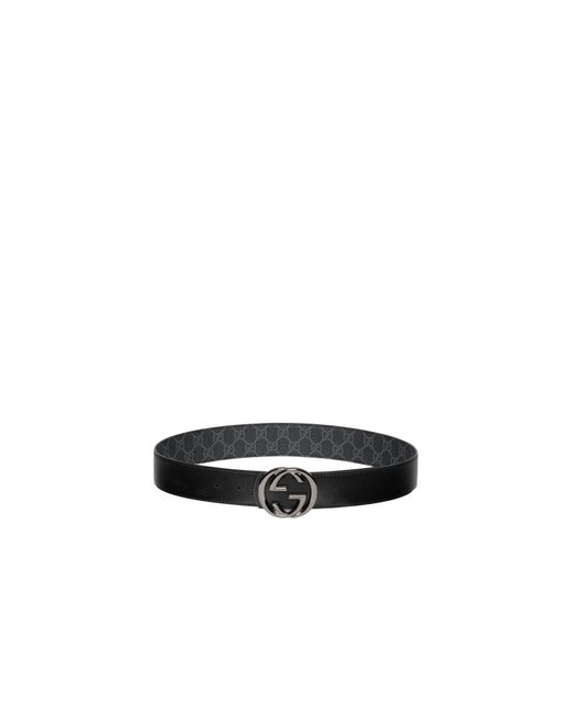 Gucci Black Reversible Interlocking G Buckle Belt for men