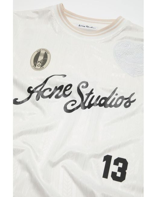 Acne White Long-Sleeve Print T-Shirt for men