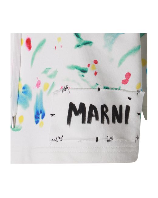 Marni Blue Logo Patch Cropped Hoodie
