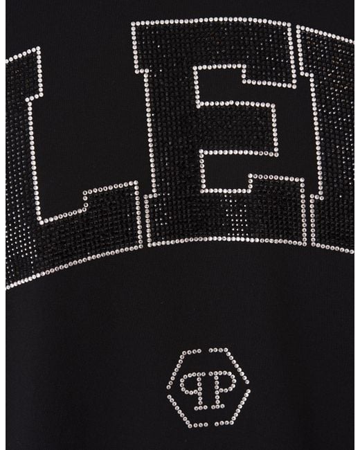 Philipp Plein Black Logo-Embellished Crewneck T-Shirt for men