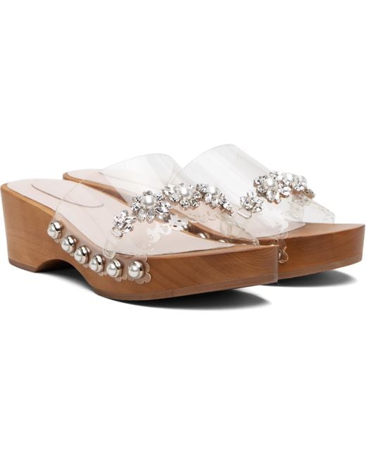 Simone Rocha White Embellished Scalloped Wooden Clog Sandals