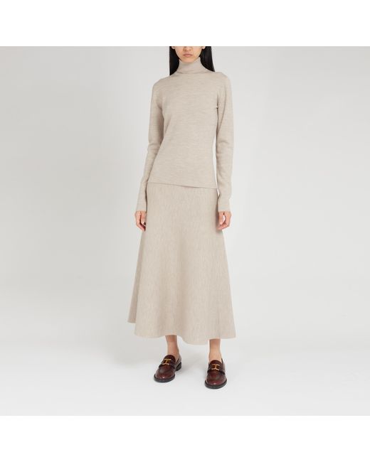 Gabriela Hearst Natural High-Necked Long-Sleeved Sweater