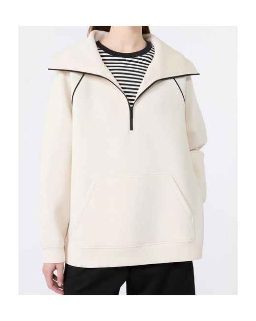Weekend by Maxmara White Ballata Half-Zip Contrast-Piping Sweatshirt