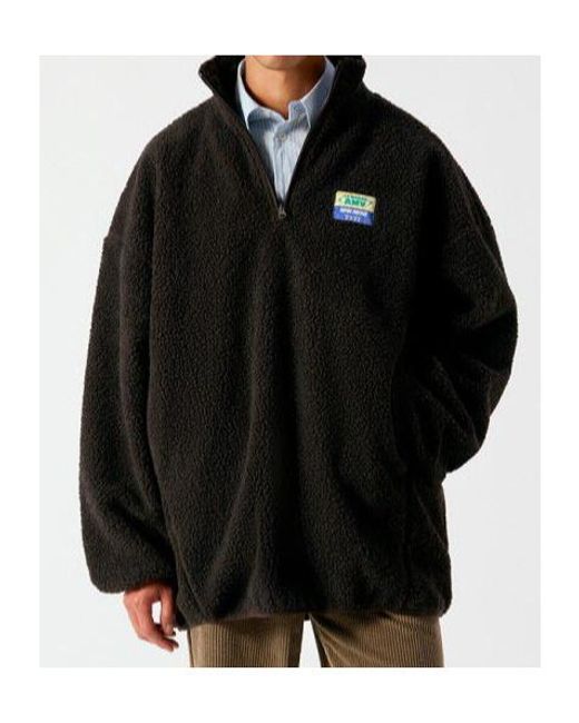 American Vintage Black Half-Zip Patch Sweatshirt for men
