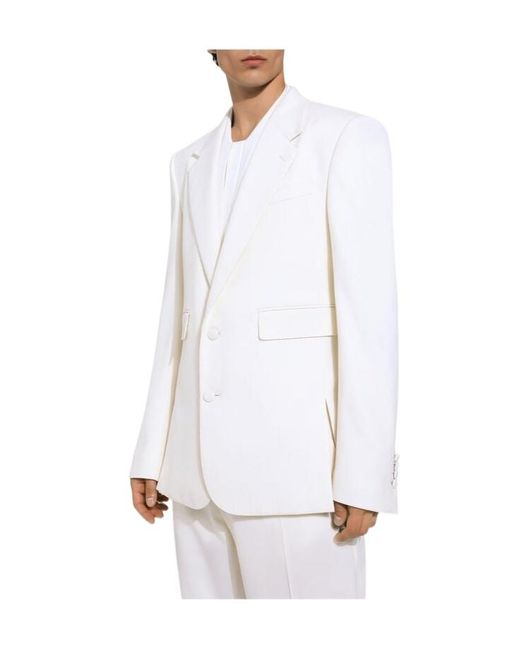Dolce & Gabbana White Single-Breasted Sicilia Fit Jacket for men