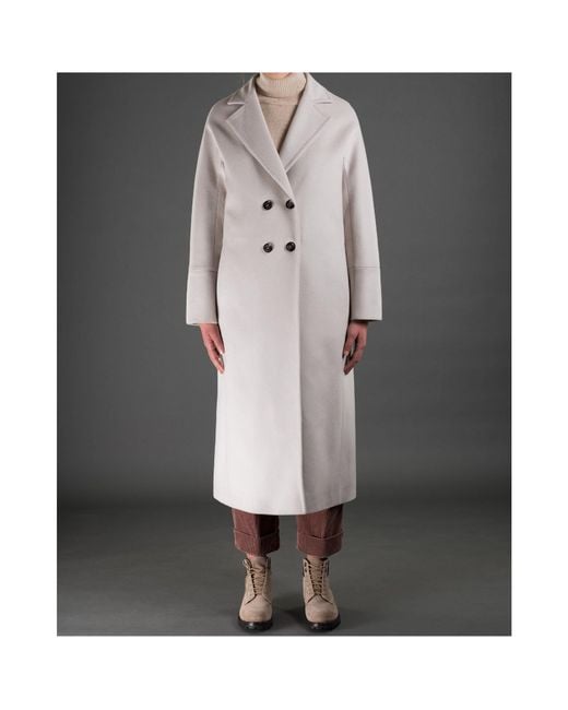 Moorer Gray Double-Breasted Long Coat
