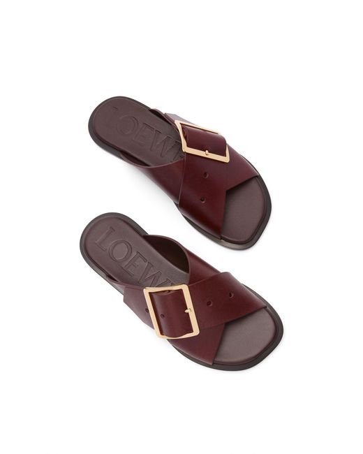 Loewe Brown Square-Toe Slip-On Sandals