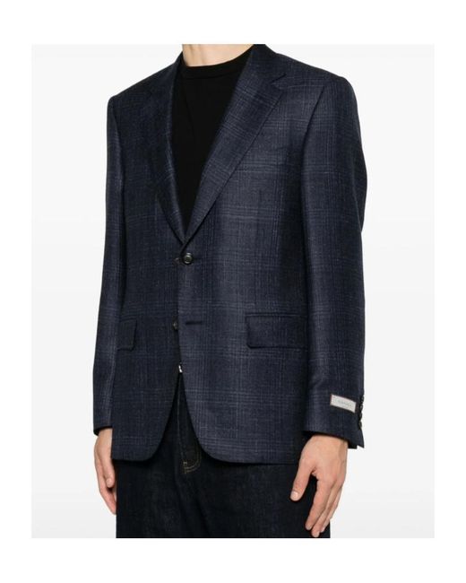 Canali Blue Single-Breasted Suit Jacket for men