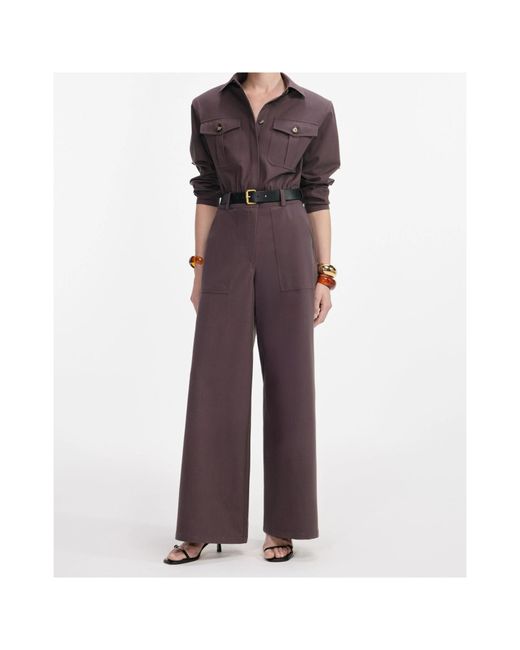 Self-Portrait Purple Belted Pocket Jumpsuit