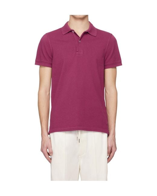 Tom Ford Red Buckle Short Sleeve Polo Shirt for men