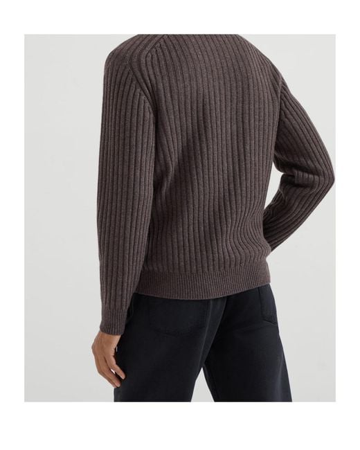 Brunello Cucinelli Multicolor Ribbed Button-Up Cardigan for men
