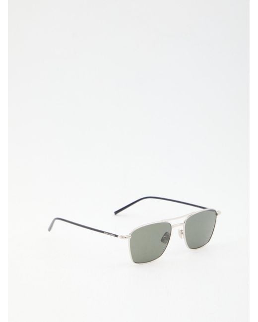 Saint Laurent Metallic Eyewear Pilot Frame Sunglasses for men