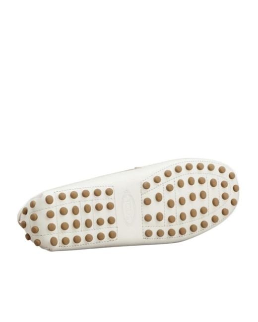 Tod's White Gommino Slip-On Driving Loafers