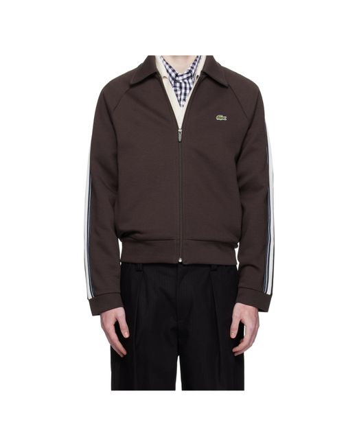 Lacoste Brown Logo Patch Zip-Up Sweatshirt for men