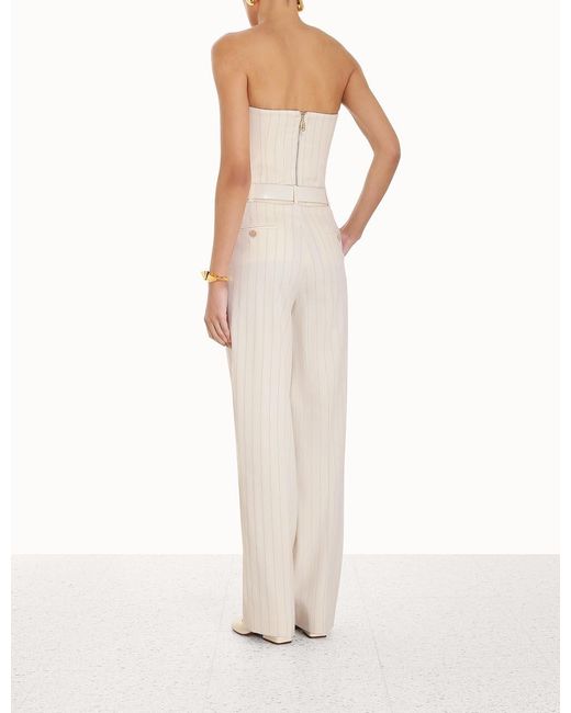 Zimmermann White Pinstriped Pleated Trousers
