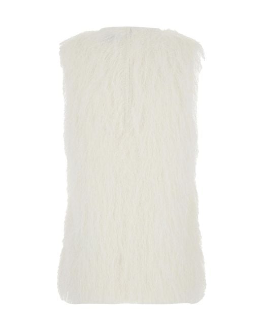 Loulou de Saison White Yasmin Fringe Crewneck Top