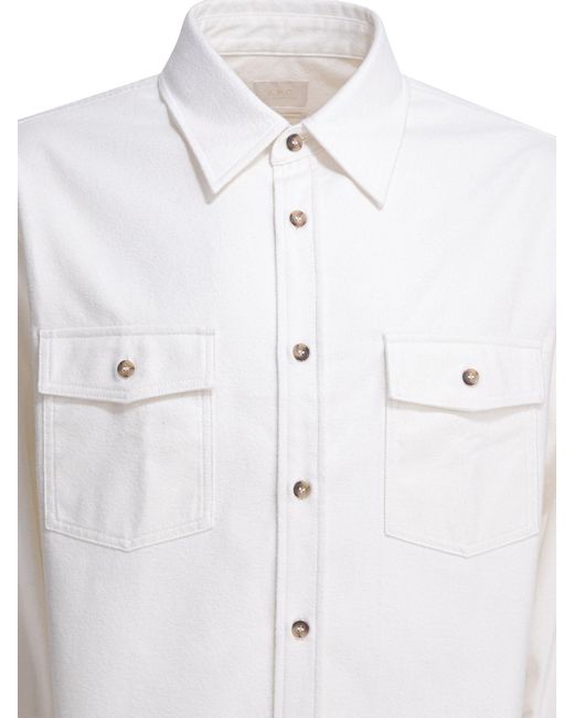 A.P.C. White Long-Sleeved Buttoned Overshirt for men
