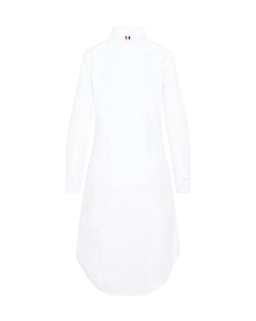 Thom Browne White Buttoned Knee-Length Shirt Dress