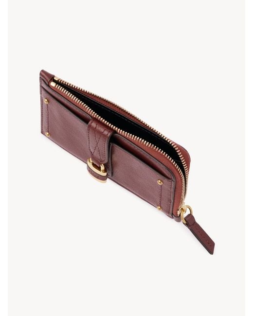 Chloé Purple Locker-Detail Strap Leather Wallet