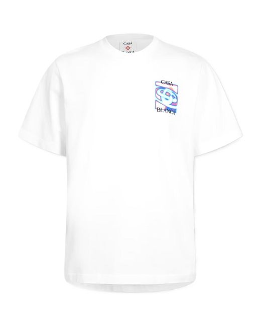 Casablanca White Crew Neck Printed T-Shirt for men