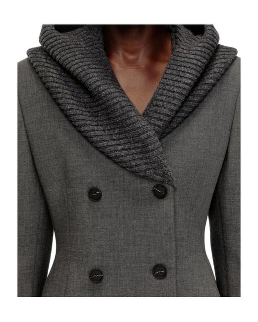 DIESEL Gray Golden Long Double-Breasted Coat