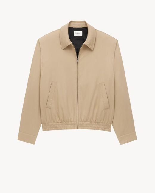 Saint Laurent Natural Zip-Up Long-Sleeved Jacket