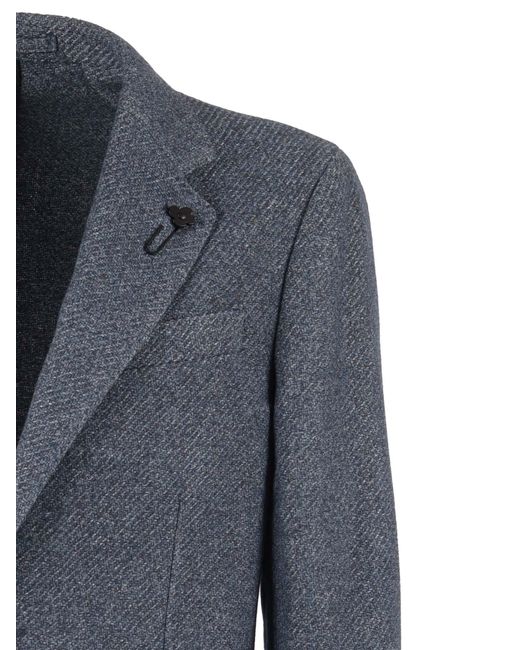 Lardini Blue Single-Breasted V-Neck Jacket for men