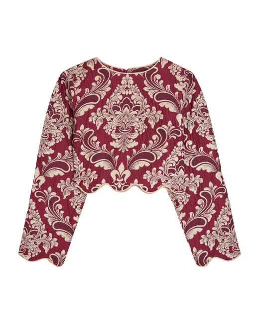 Farm Rio Red Jacquard Woven Crop Top