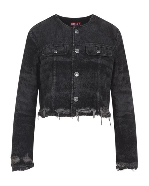 DIESEL Black De-Graffy Distressed Jacket