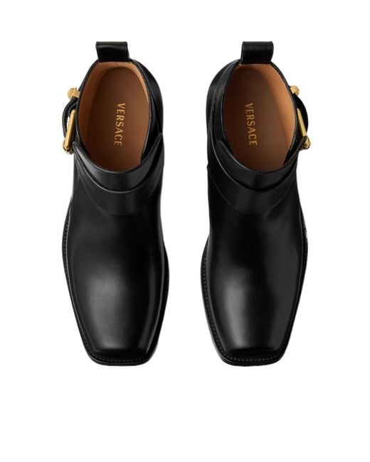 Versace Black Orlando Leather Boots for men