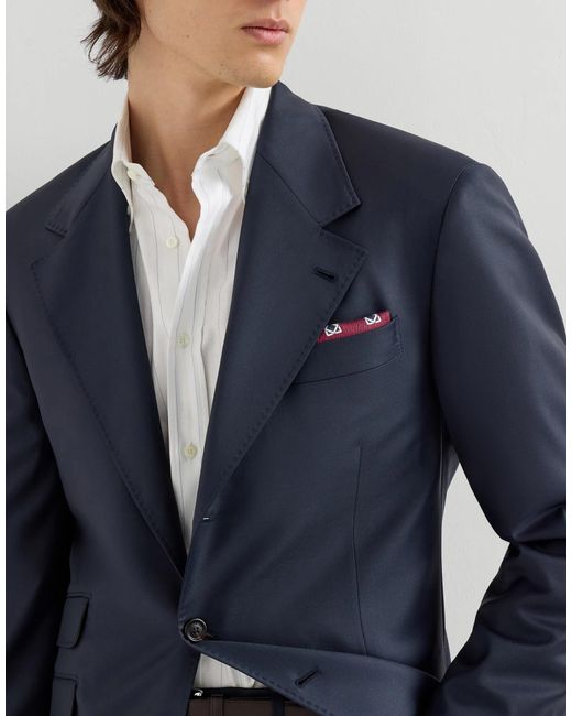 Brunello Cucinelli Blue Long-Sleeved Suit Jacket for men