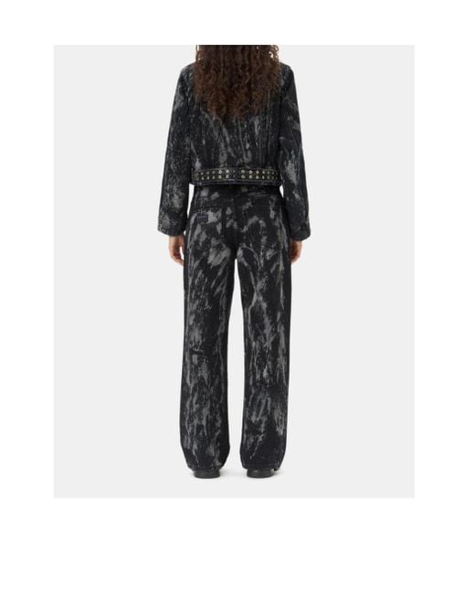 Ganni Black Belted Denim Jacket