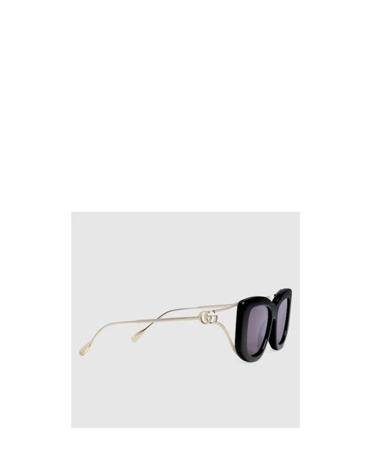 Gucci White Double G Rectangle-Frame Sunglasses
