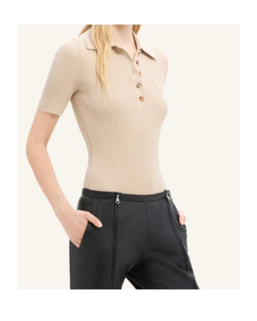 Courreges Natural Courrèges Iconic Rib Knit Polo Shirt