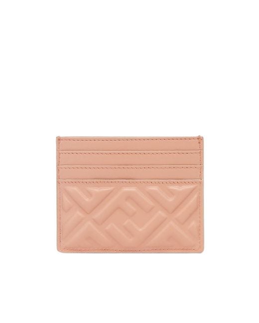 Fendi Pink Baguette Ff Motif Card Case