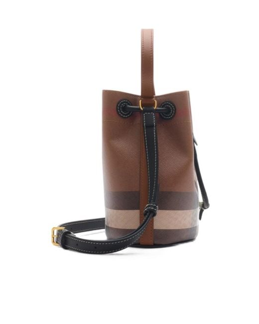 Burberry Brown Mini Tb Checked Bucket Bag